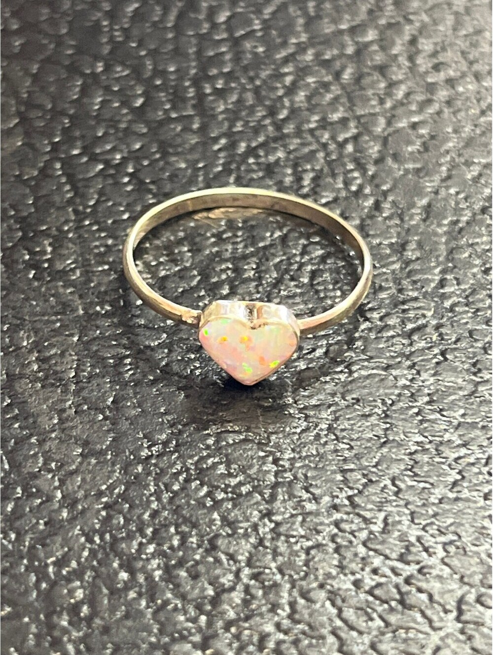 Navajo handmade opal heart sterling silver cluster ring size 8.25 dainty